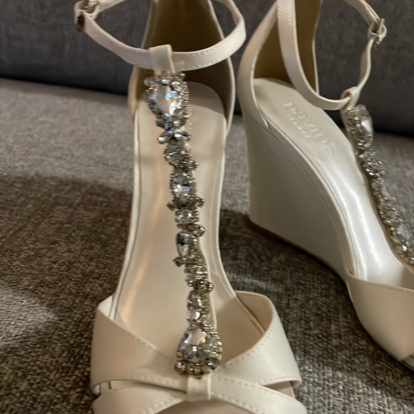 David’s Bridal wedge with rhinestone ankle strap. Only worn once. Size 7.5 M - Picture 2 of 3